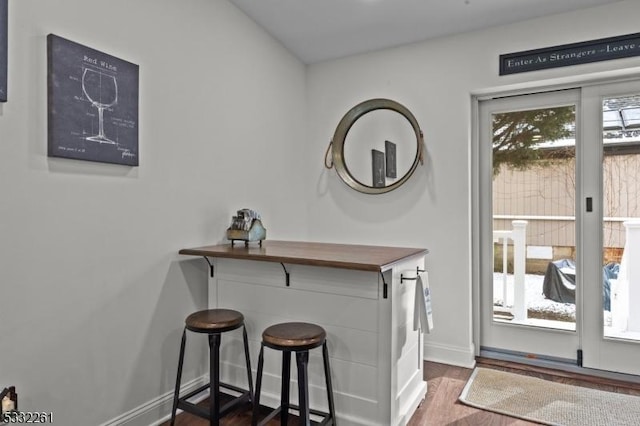 interior space featuring dark wood-type flooring