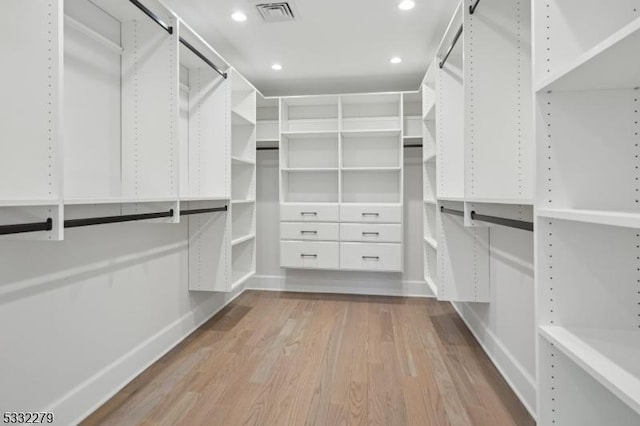 spacious closet with light wood-type flooring