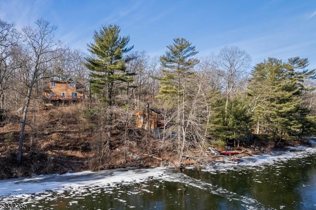 view of landscape featuring a water view