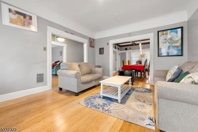 living room featuring hardwood / wood-style flooring