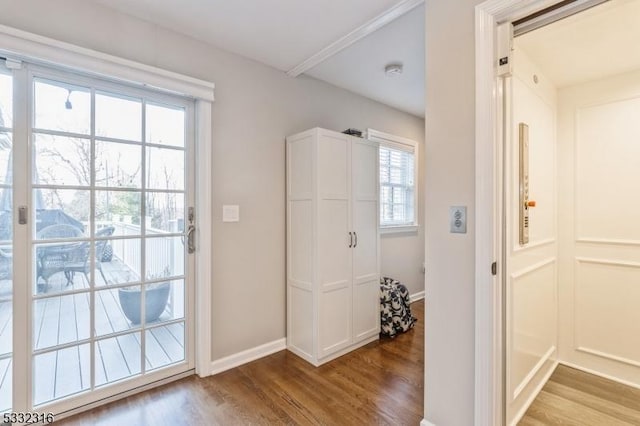 entryway with hardwood / wood-style floors