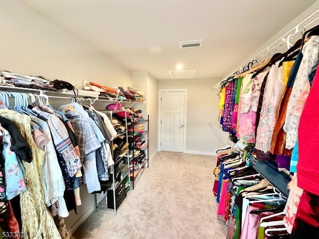 walk in closet featuring carpet