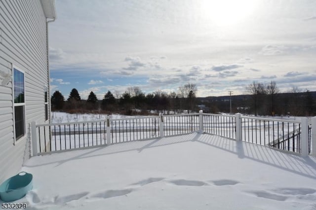 view of snow covered patio