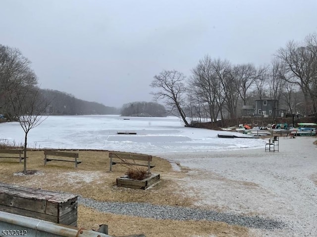 view of yard with a water view