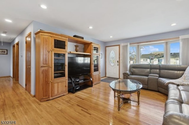 living room with light wood-type flooring