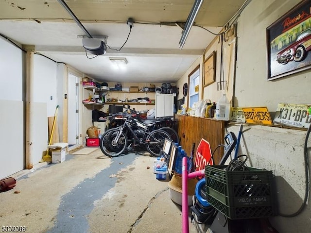 garage with a garage door opener