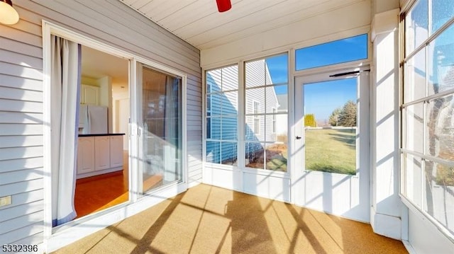 view of unfurnished sunroom