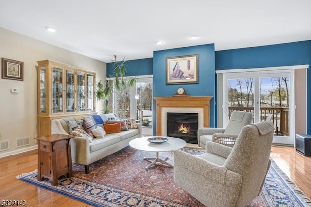 living room with wood-type flooring