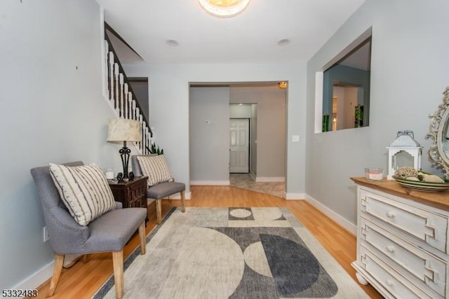 living area featuring light hardwood / wood-style flooring