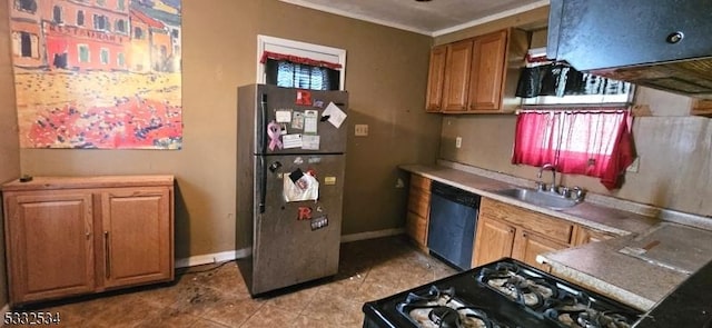 kitchen with sink and black appliances