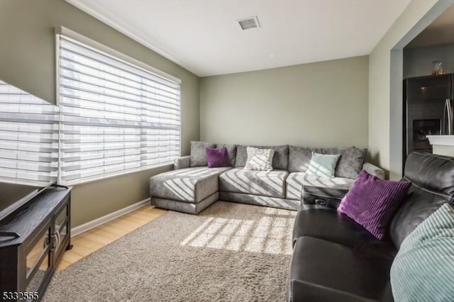 living room featuring light hardwood / wood-style flooring