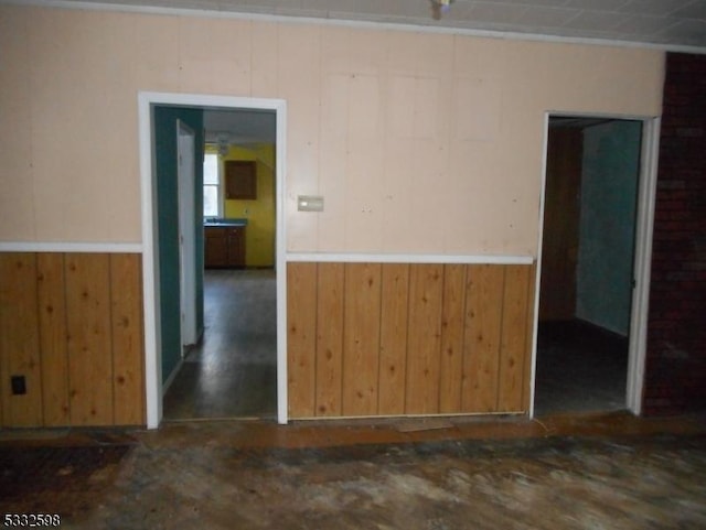 empty room with wooden walls