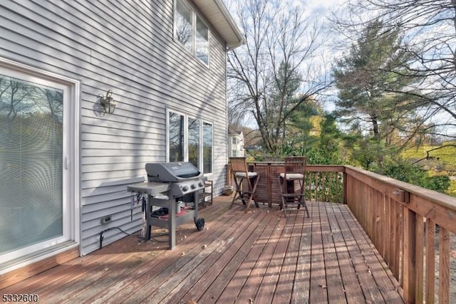 deck featuring grilling area