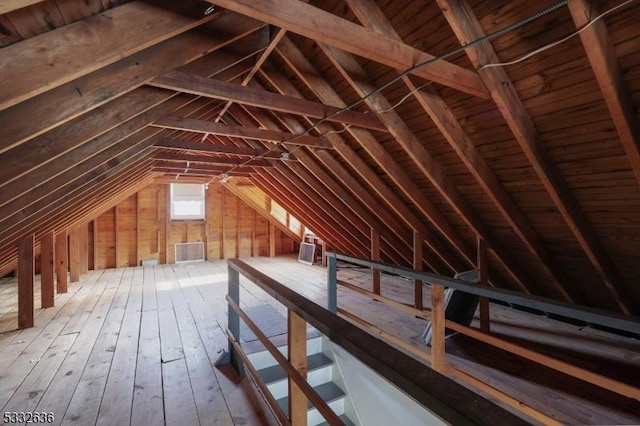 view of unfinished attic