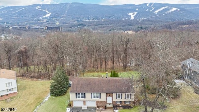 aerial view featuring a mountain view