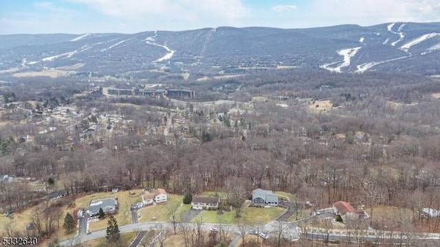 bird's eye view with a mountain view