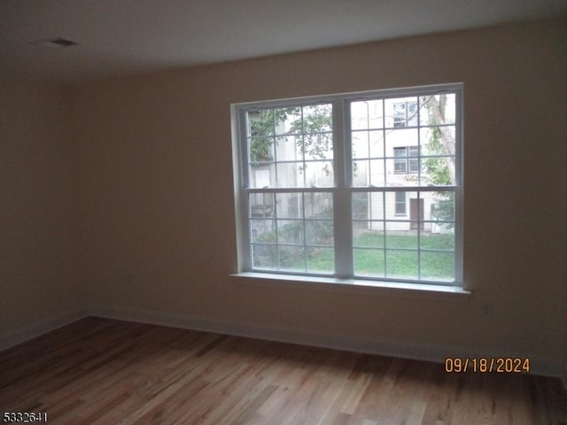 spare room with hardwood / wood-style floors and a healthy amount of sunlight