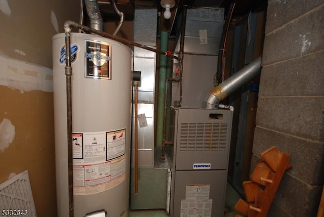 utility room with water heater