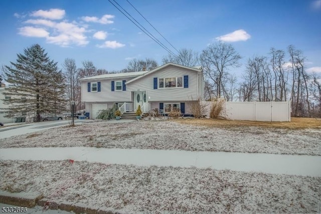 bi-level home with a garage