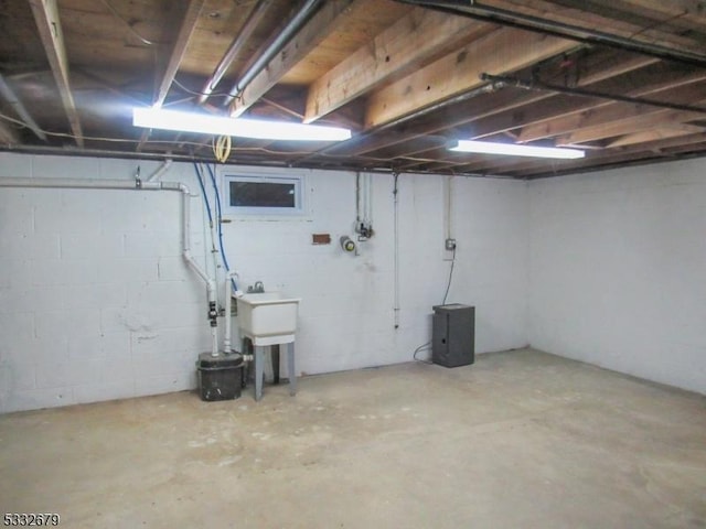 basement with sink