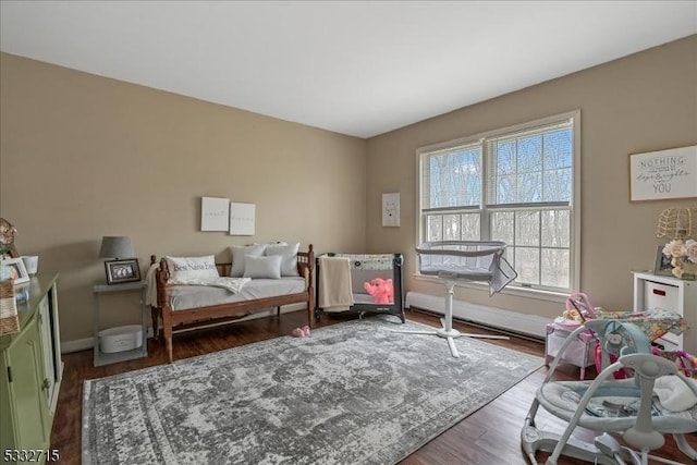 bedroom featuring dark wood-type flooring