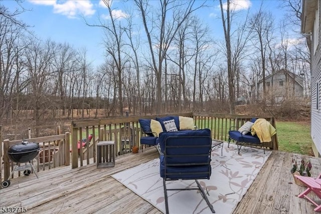 wooden terrace with grilling area