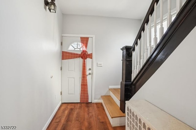 interior space featuring dark wood-type flooring