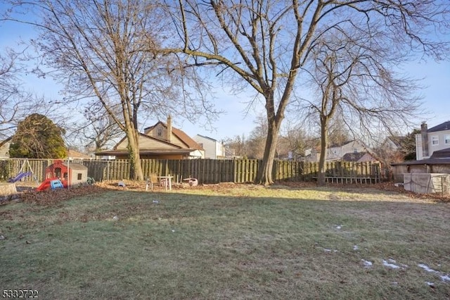 view of yard with a playground