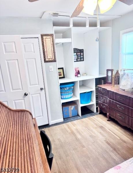 bedroom featuring light hardwood / wood-style flooring and a closet