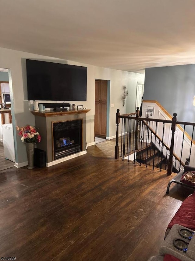 living room with hardwood / wood-style flooring