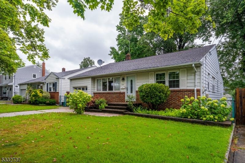 single story home featuring a front lawn