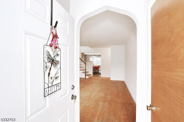 hall featuring light wood-type flooring