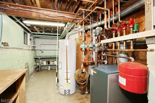 utility room featuring water heater