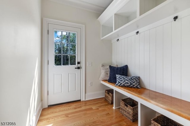 mudroom featuring light wood-type flooring