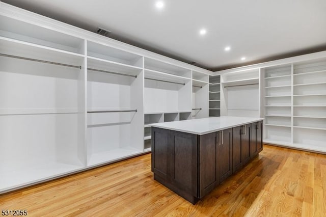 walk in closet with light wood-type flooring