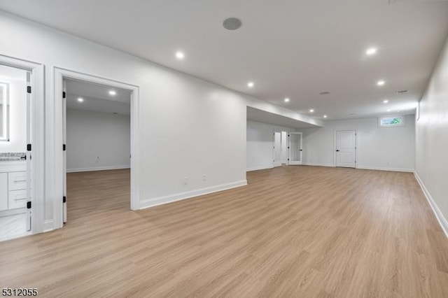 interior space with light hardwood / wood-style floors