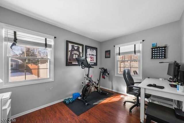 office area with hardwood / wood-style floors