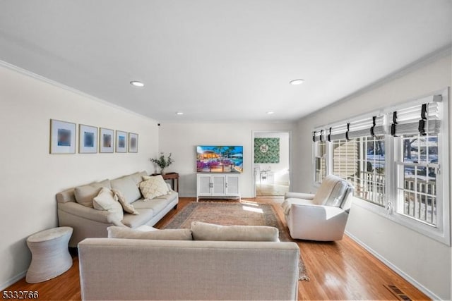 living room with light wood-type flooring