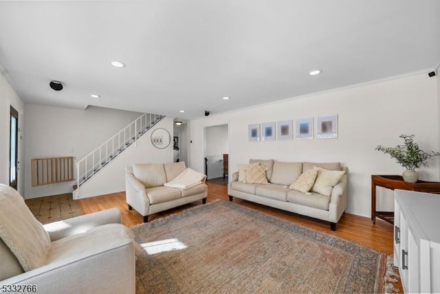 living room featuring light wood-type flooring