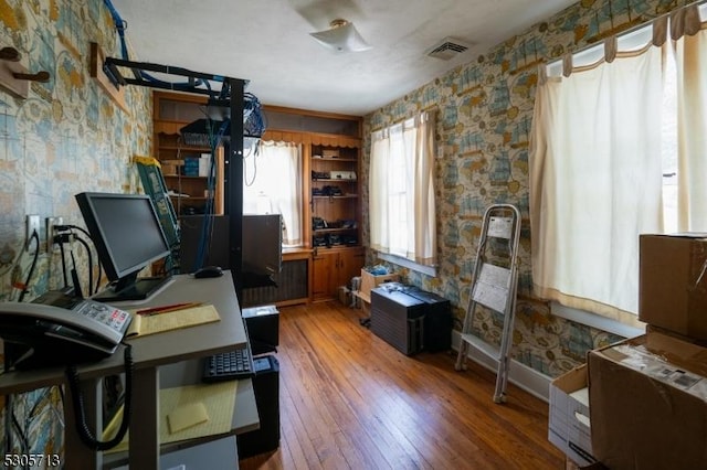 office featuring hardwood / wood-style flooring