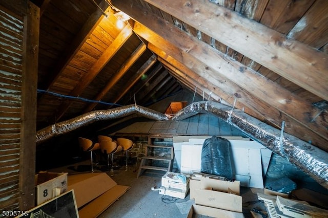 view of unfinished attic