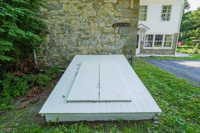 view of entry to storm shelter