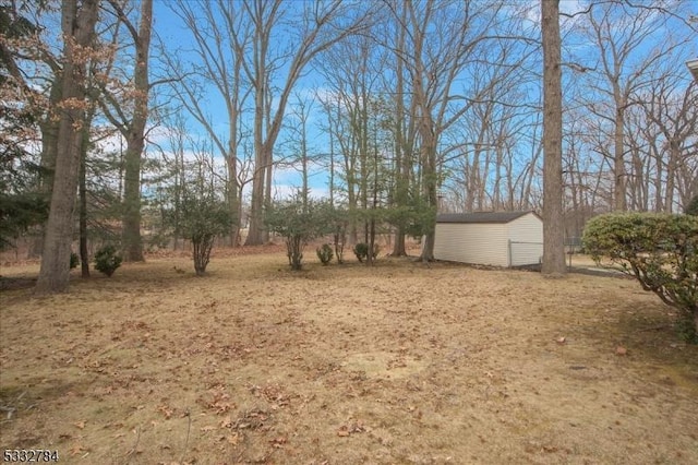 view of yard featuring an outbuilding