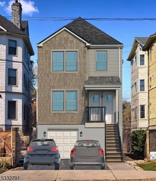 view of front of property featuring a garage