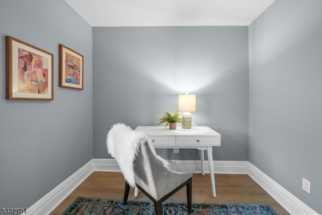 office area featuring hardwood / wood-style floors