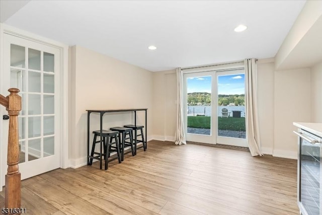 interior space with light hardwood / wood-style flooring