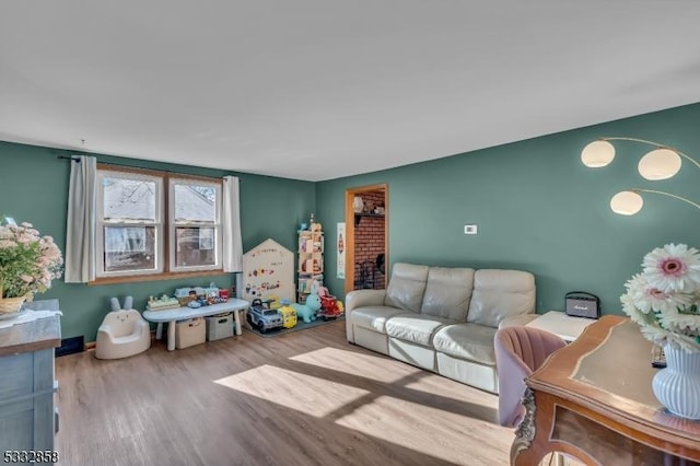 living room featuring light wood-type flooring