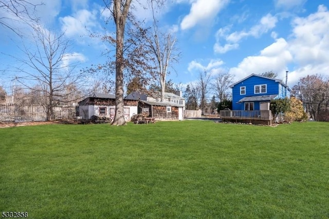 view of yard featuring a deck