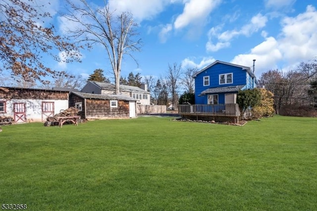 view of yard with a deck