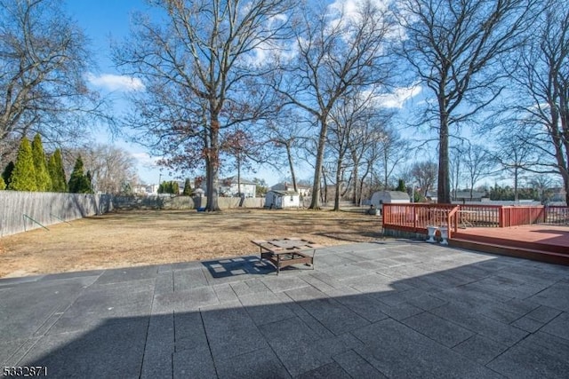 view of patio featuring a wooden deck